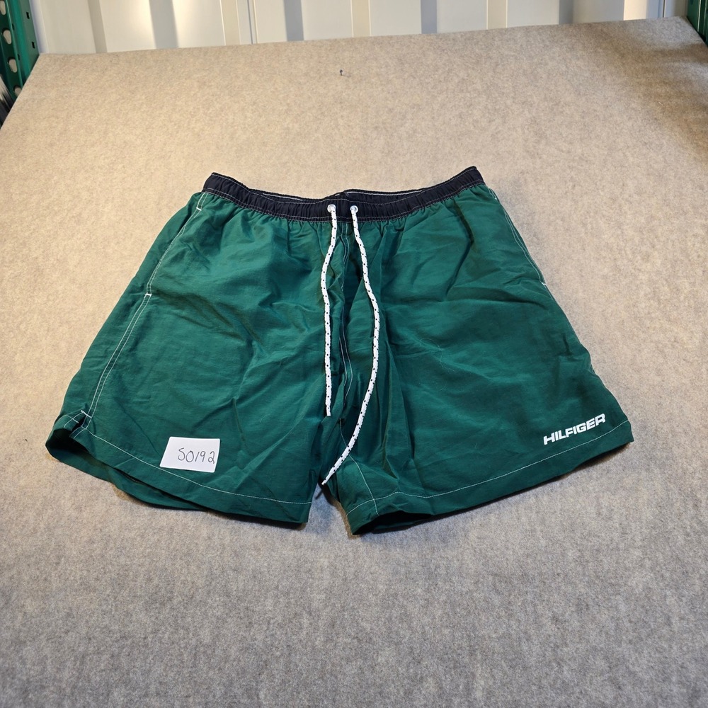 Tommy Hilfiger Mens Swim Trunks Green Navy Blue Mesh Lined Board Shorts XL
